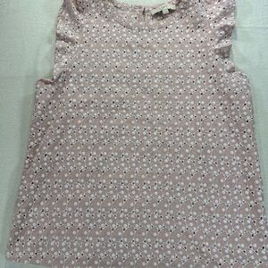Ann Taylor Loft Blouse, Sz M, Blush & White Eyelet Cottage Core